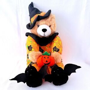 Midwestern Home Products Halloween Witch Bear Orange Pumpkin Bat Slippers